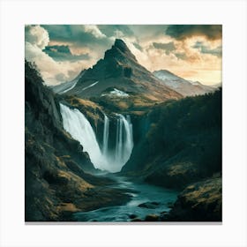 Waterfall In Iceland Canvas Print