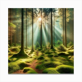 Sunrise In The Forest 12 Canvas Print