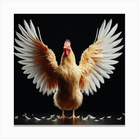 Hen With Wings Spread Canvas Print