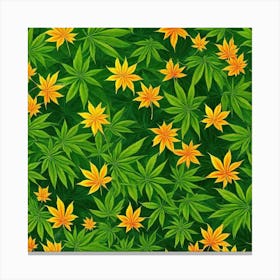 Seamless Pattern With Marijuana Leaves 1 Canvas Print