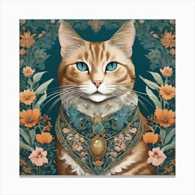 Cat In Floral Dress Canvas Print