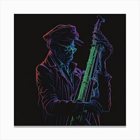 Neon Jazz Saxophone Player Canvas  Canvas Print