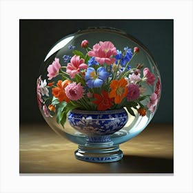 Flowers In A Glass Ball Canvas Print