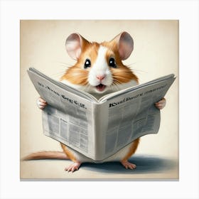 Hamster Reading Newspaper Canvas Print