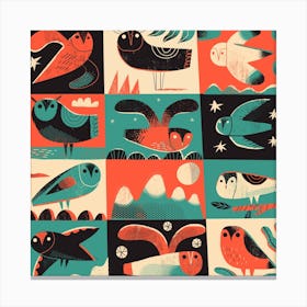 Owls 2 Square Canvas Print