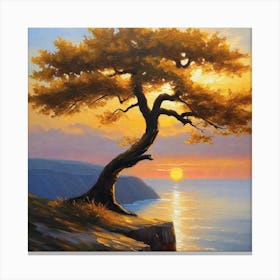 Lone Tree At Sunset 5 Canvas Print