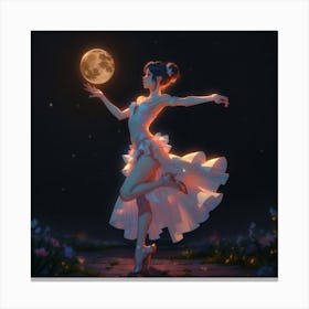Ballerina And Moon(1) Canvas Print