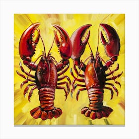 Langoustines On Yellow (3) Canvas Print