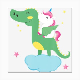 Cute Unicorn Riding Dragon Boy Girls Kids Gift Canvas Print