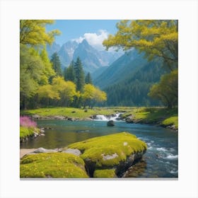 River In The Mountains Canvas Print