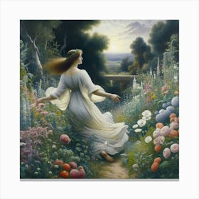 Girl In A Garden 5 Canvas Print