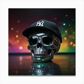 Skull With A baseball cap Canvas Print