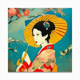 Japanese woman with an umbrella Canvas Print