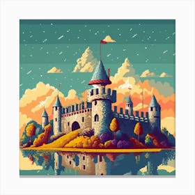 Pixel Art Medieval Castle Poster 1 Canvas Print