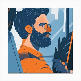 Illustration Of A Man In A Car Canvas Print