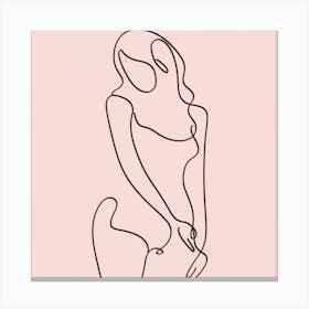 Pink Nude Line Art Print Painting(6) Canvas Print
