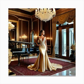 Model Female Mansion Luxury Estate Glamour Fashion Style Elegant Opulent Wealth Rich Gra (12) Canvas Print