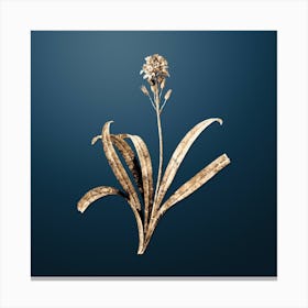 Gold Botanical Spanish Bluebell on Dusk Blue n.4896 Canvas Print