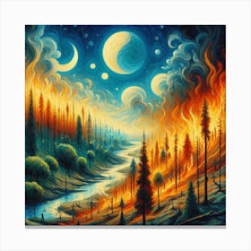 Fire In The Forest 3 Canvas Print
