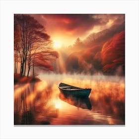 A Boat on a Lake Canvas Print