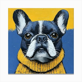 Frenchie In Yellow And Blue 7 Canvas Print