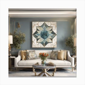 Blue And Gold Living Room Canvas Print