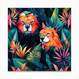 Two Lions In The Jungle Canvas Print