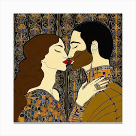 Kiss By Gustav Klimt style Canvas Print