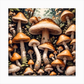 Mushrooms In The Forest 26 Canvas Print