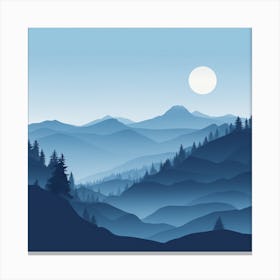 Misty mountains background in blue tone 80 Canvas Print