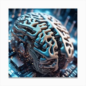 Brain On A Circuit Board 64 Canvas Print