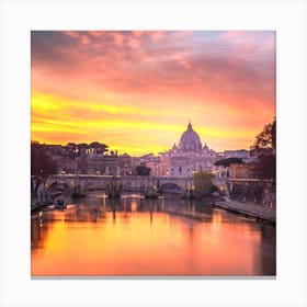 Sunset over the Vatican city Canvas Print