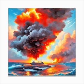 Russian Submarine On Fire 1 Canvas Print