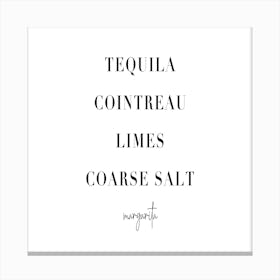Margarita Cocktail Recipe Canvas Print