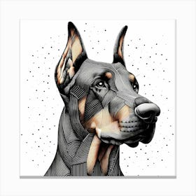 Doberman Head - Abstract Line Art Illustration 176 Canvas Print