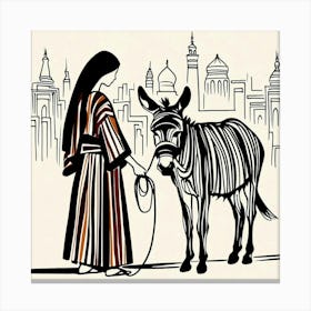 Jesus And Donkey Canvas Print