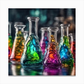 Glass Flasks Filled With Multicolor Goo Canvas Print