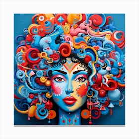 Woman With Colorful Hair 1 Canvas Print