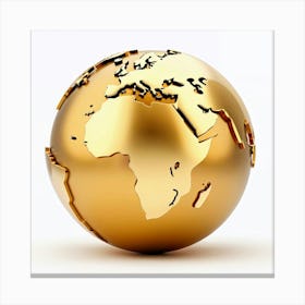 Gold Globe On White Background Canvas Print