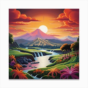 Sunset Over The Jungle Canvas Print