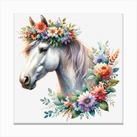 Horse With Flowers 2 Canvas Print