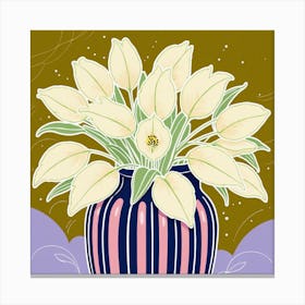 White Tulips In A Vase 2 Canvas Print