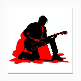 Silhouette Of A Guitar Player Canvas Print