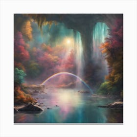 Rainbow Over A Waterfall Canvas Print