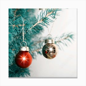 Christmas Ornaments On A Tree Canvas Print