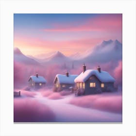 Pink Houses In The Snow Canvas Print