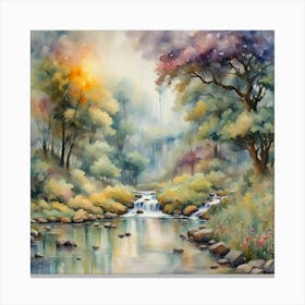 Stream Brook Nature Trees Water Canvas Print