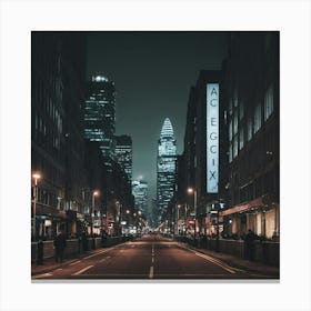 Empty City Street At Night Canvas Print