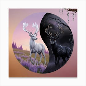 Yin Yang Deer 1 Canvas Print