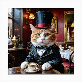 Cat In Top Hat Canvas Print